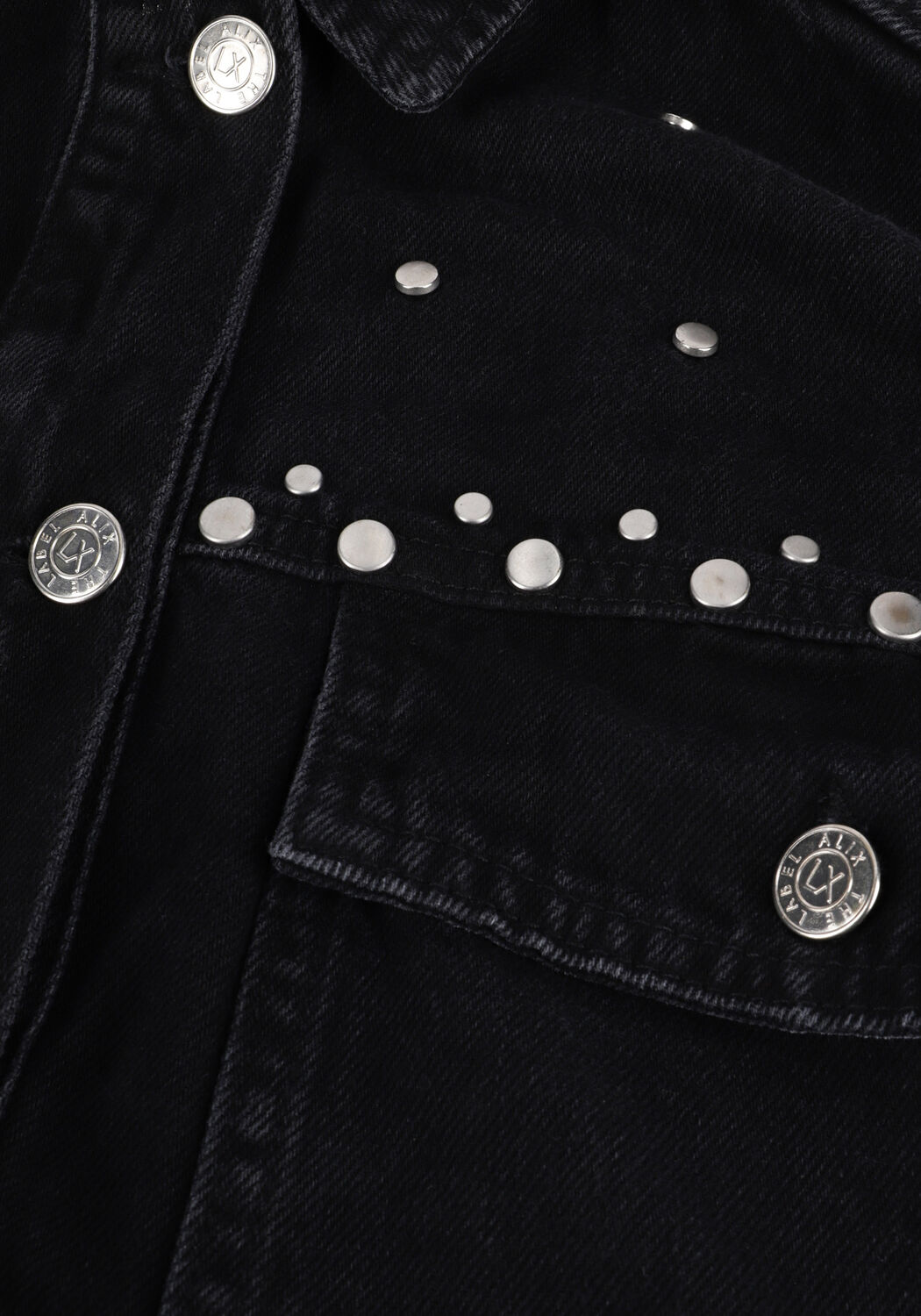 Zwarte ALIX THE LABEL Spijkerjas LADIES WOVEN STUDDED DENIM JACKET - large