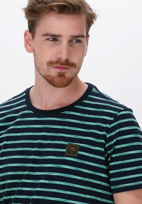 Groene PME LEGEND T-shirt SHORT SLEEVE R-NECK SPACE YD STRIPED JERSEY - large