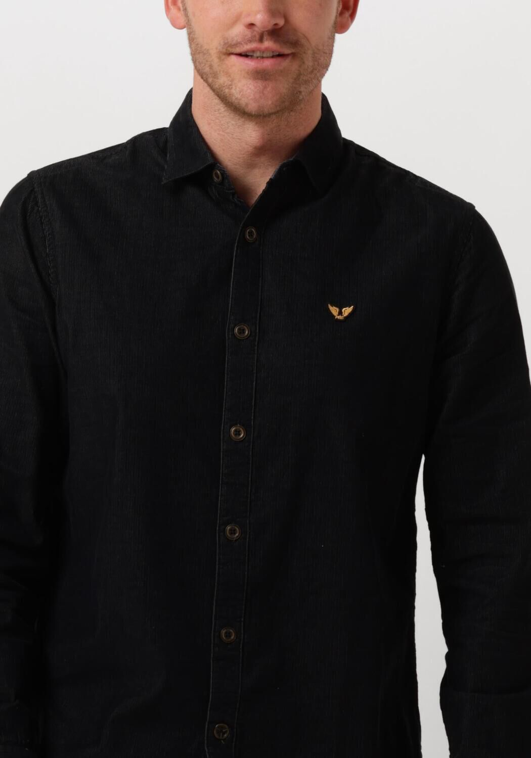 PME LEGEND Heren Overhemden Long Sleeve Shirt Fine Cord Zwart