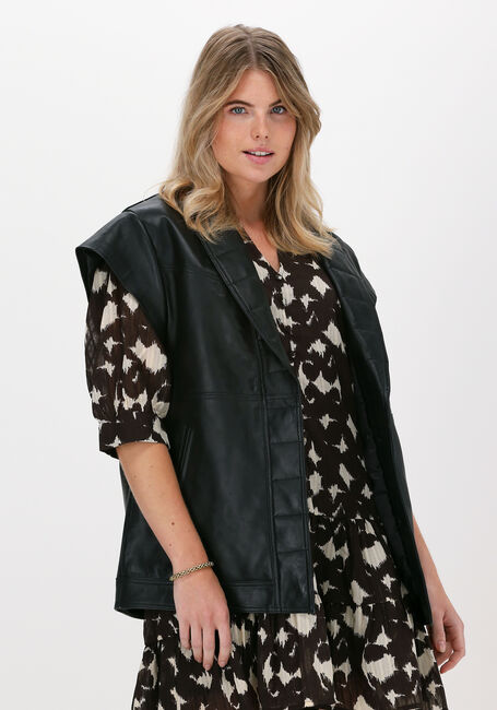 Zwarte CO'COUTURE Gilet HARVIE LEATHER VEST - large