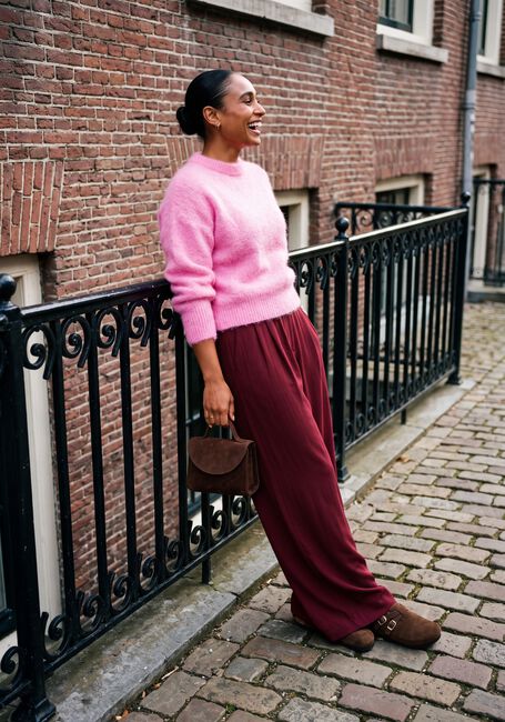 Roze TWNS Trui SOLID LONG-SLEEVE ROUND NECK SWEATER - large
