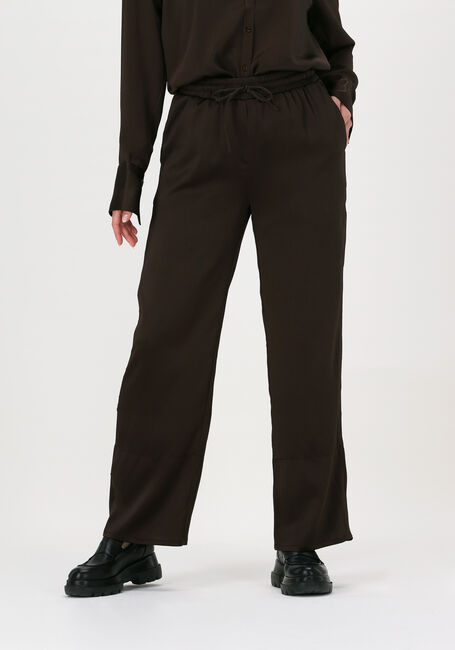 Bruine NEO NOIR Wijde broek KULY CREPE SATIN PANTS - large