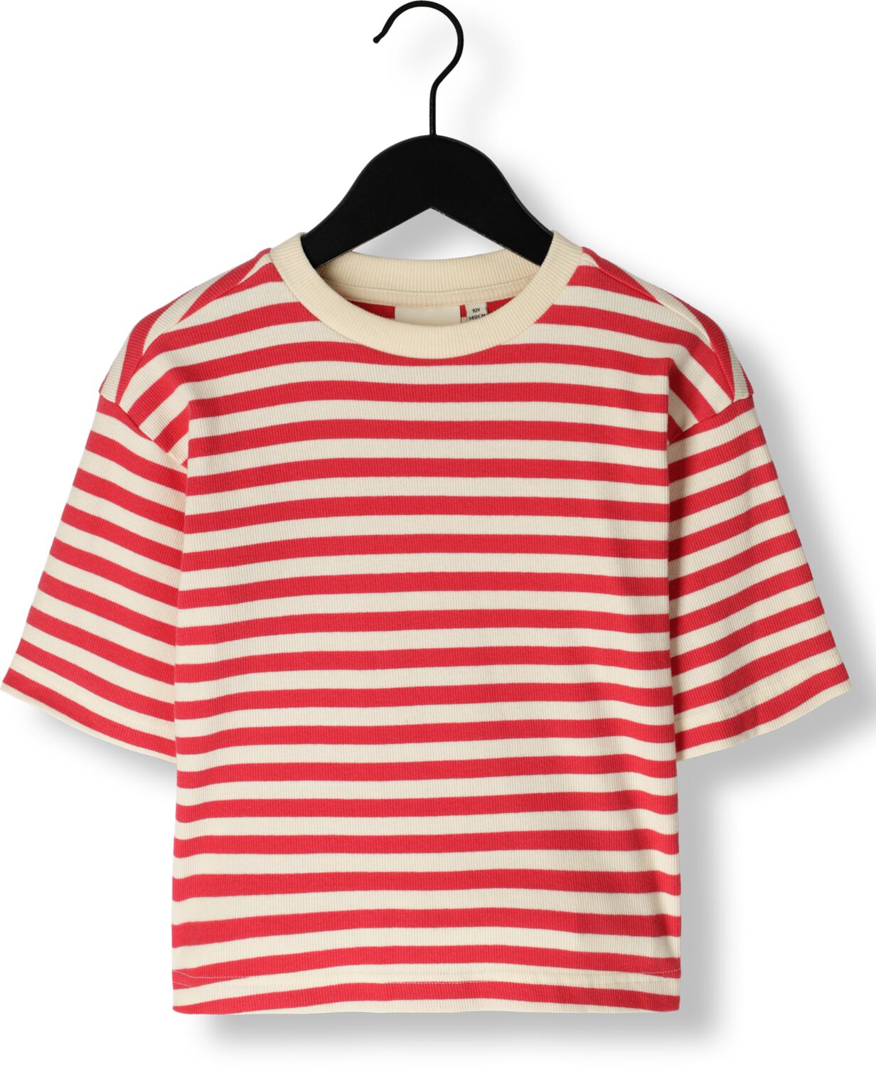 Sofie Schnoor gestreept T-shirt rood wit Meisjes Biologisch katoen Ronde hals 164