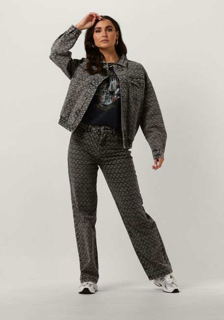 Donkergrijze ALIX THE LABEL Wide jeans LADIES WOVEN FANCY DENIM PANTS - large