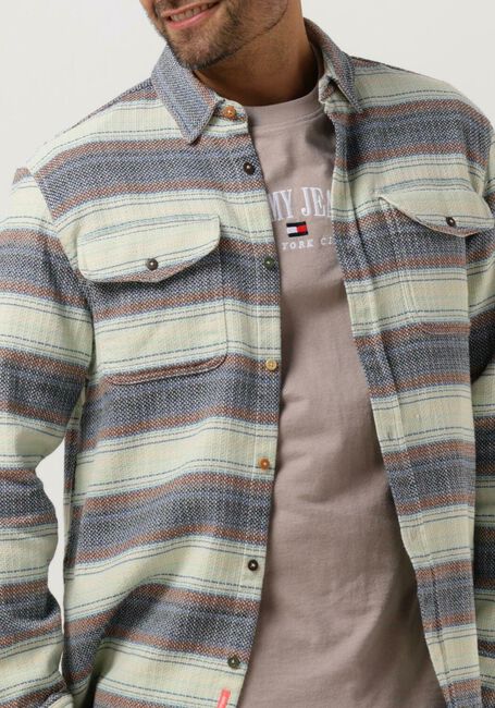 Blauwe SCOTCH & SODA Overshirt REGULAR-FIT BASKET WEAVE GRADIENT STRIPE SHIRT - large