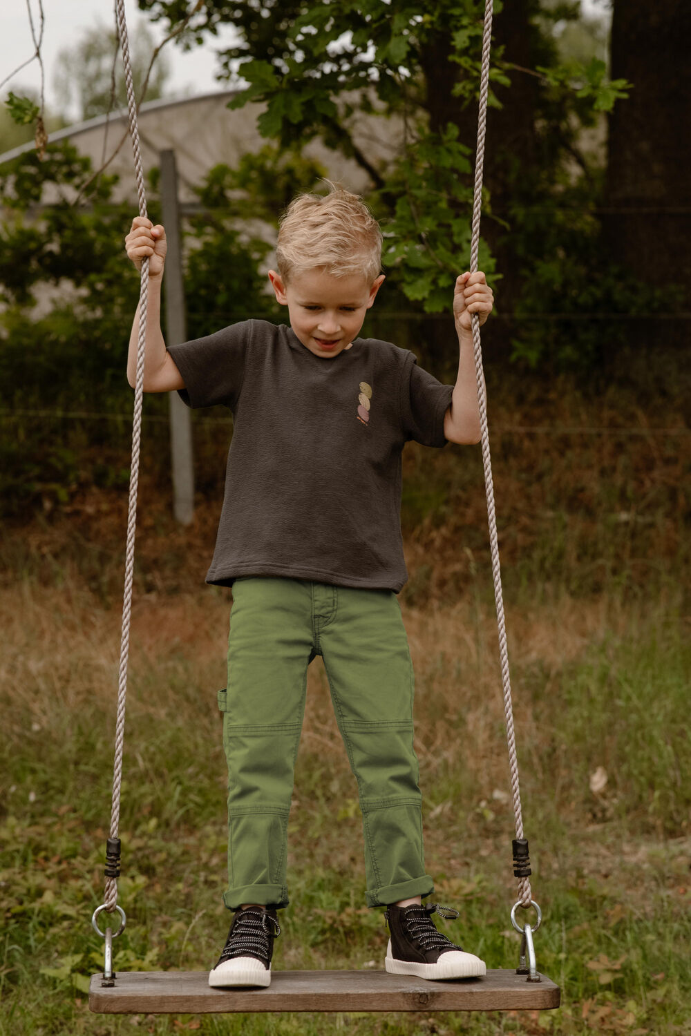 Grijze DAILY7 T-shirt T-SHIRT LOOSE FIT STRUCTURE - large