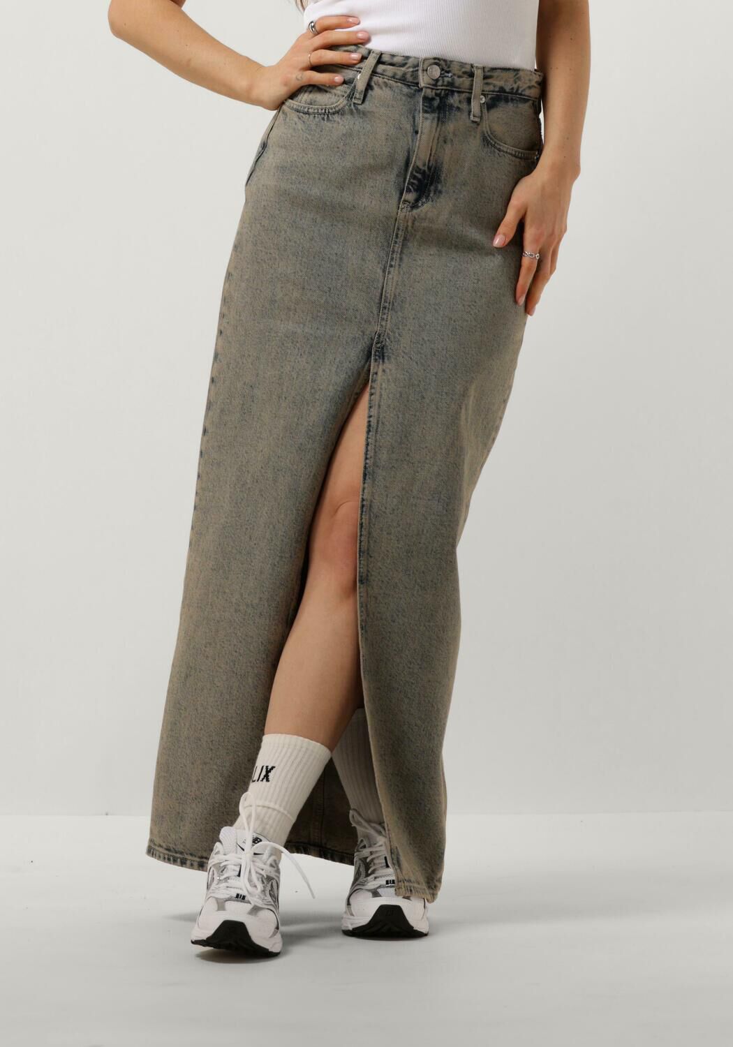 CALVIN KLEIN Dames Rokken Front Split Maxi Denim Skirt Lichtblauw