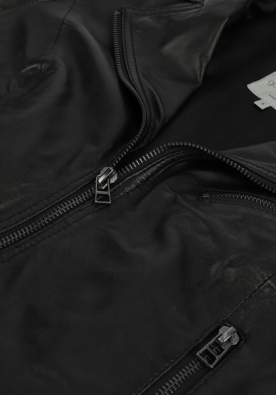 Zwarte GOOSECRAFT Leren jas MEGAN BIKER - large