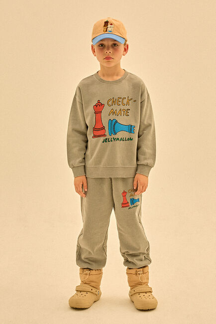Khaki Jelly Mallow Trui CHECK MATE PIGNMENT SWEATSHIRT - large