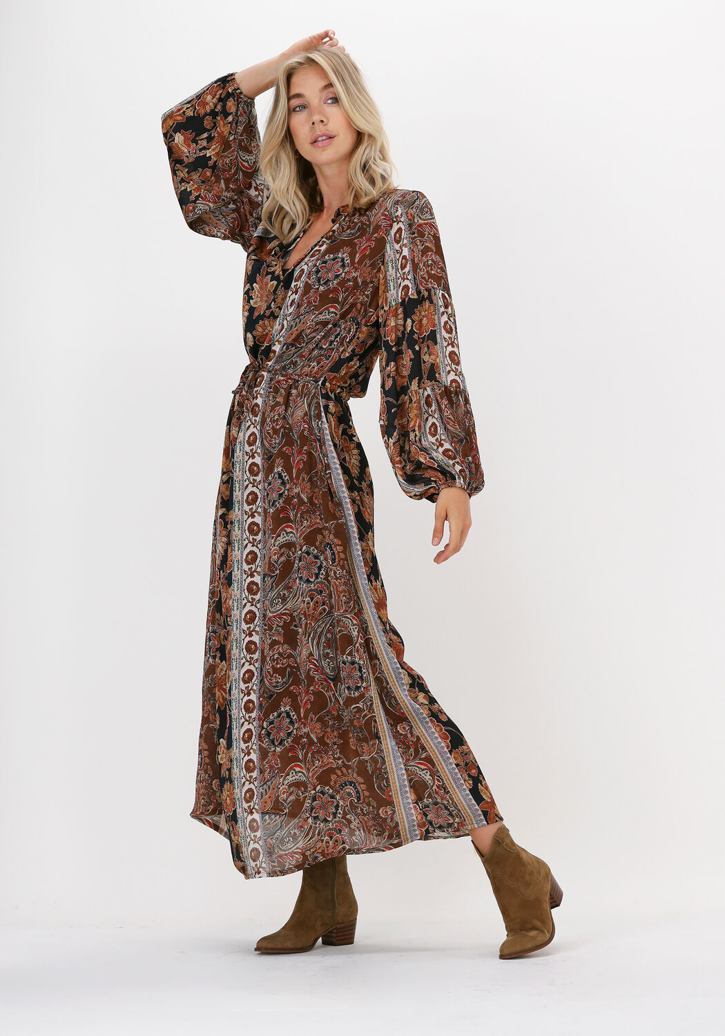 Bruine lange outlet jurk