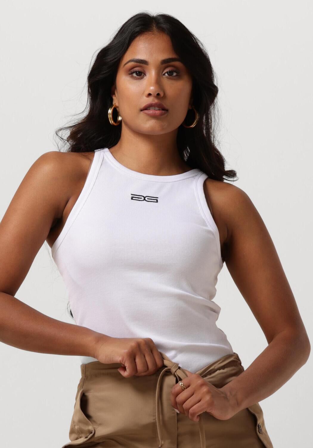GESTUZ Dames Tops & T-shirts Drewgz Sl Logo Tank Wit