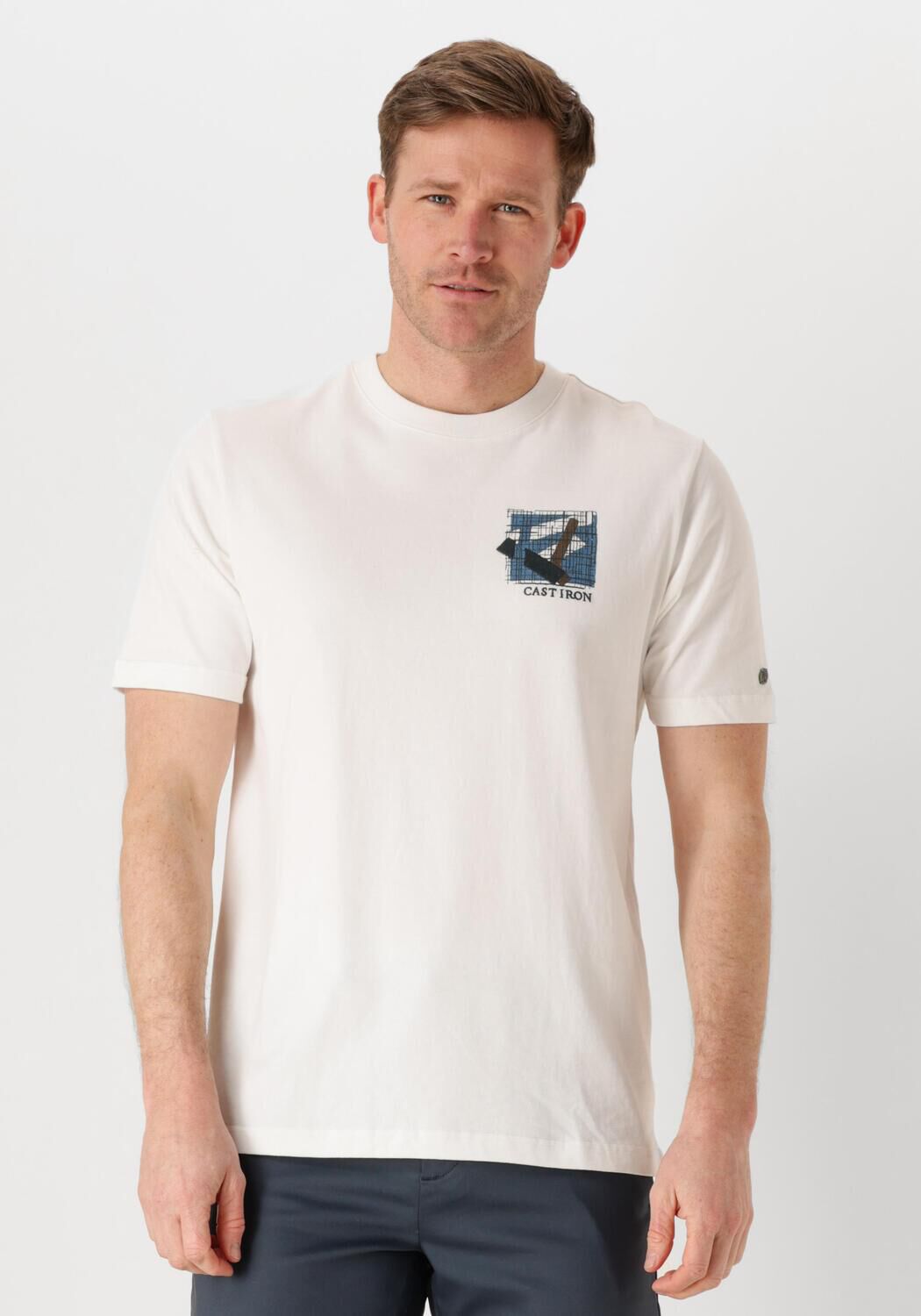 CAST IRON Heren Polo's & T-shirts Short Sleeve R-neck Regular Fit Jersey Peached Wit