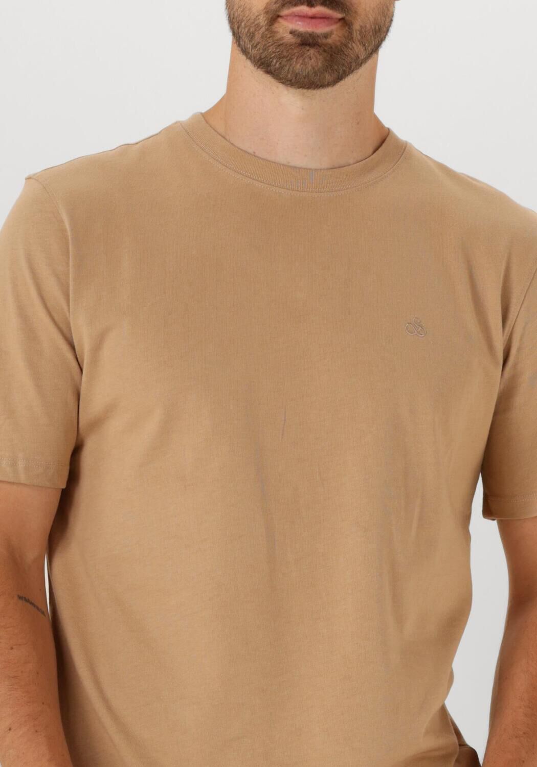 SCOTCH & SODA Heren Polo's & T-shirts Seasonal Core Regular-fit Logo T-shirt Beige