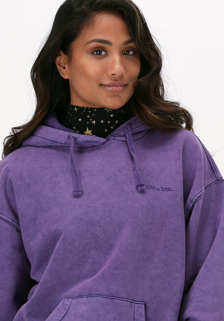 Paarse COLOURFUL REBEL Sweater ROUGH ACID WASH OVERSIZED HOOD - large
