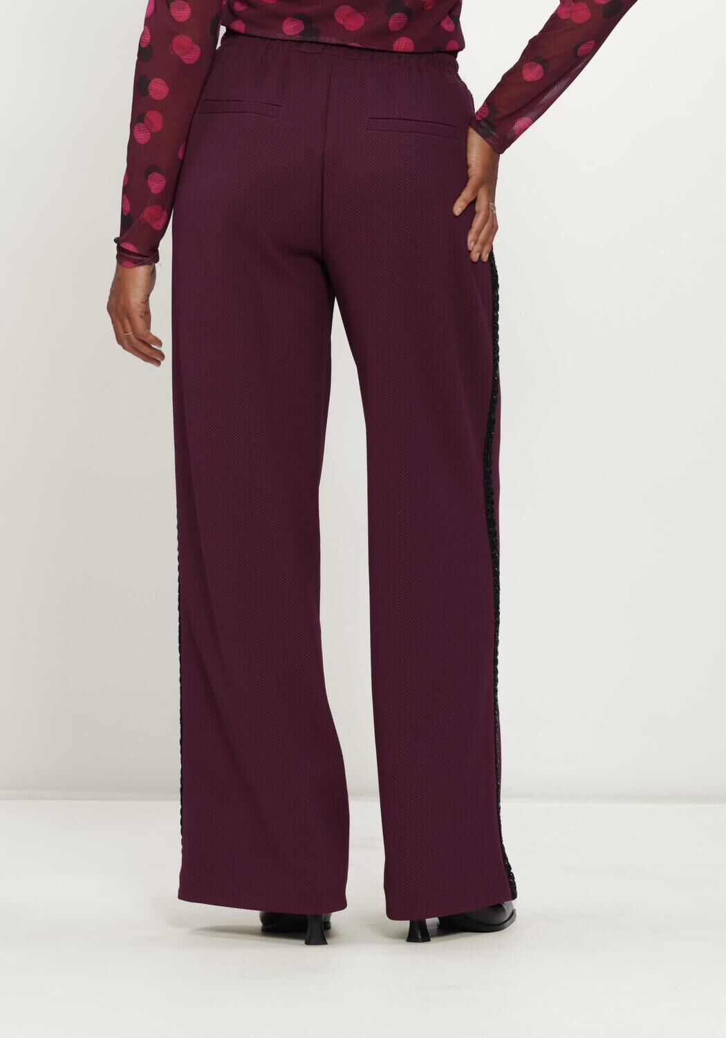 Paarse POM AMSTERDAM Wijde broek LEAH DARK PLUM - large
