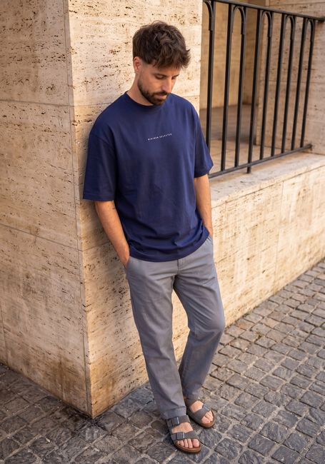 Blauwe SELECTED MEN T-shirt SLHRELAXNORMAN LICENSE SS TEE - large