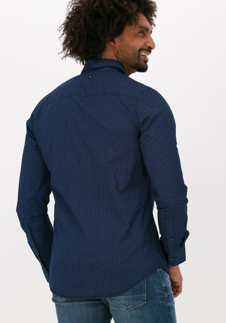 Donkerblauwe PME LEGEND Klassiek overhemd LONG SLEEVE SHIRT PRINT FINE TWILL - large