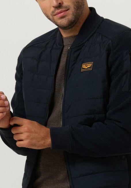 Donkerblauwe PME LEGEND Jack ZIP JACKET OTTOMAN MIXED PADDED NYLON - large
