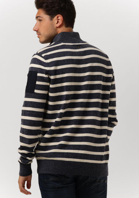 Blauwe PME LEGEND Trui HALF BUTTON + ZIP COLLAR COTTON RIB KNIT - large
