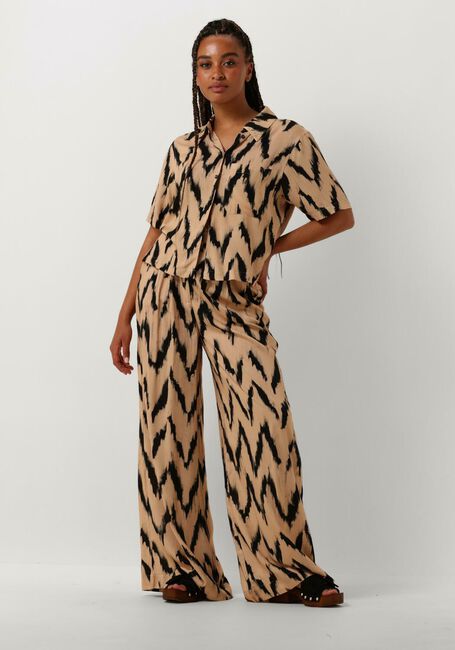 Beige AAIKO Wijde broek FREDERIQUE IKAT VIS 528 - large