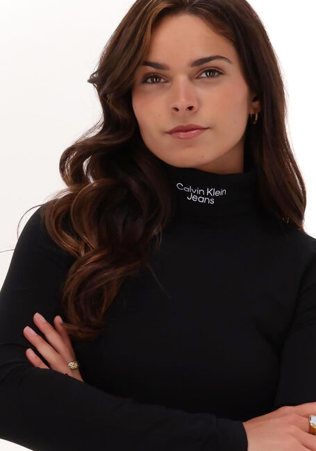 Zwarte CALVIN KLEIN Top STACKED LOGO LS ROLL NECK - large