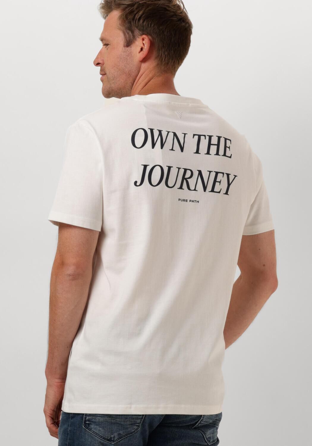 PURE PATH Heren Polo's & T-shirts Regular Fit T-shirts Crewneck Ss103 Gebroken Wit