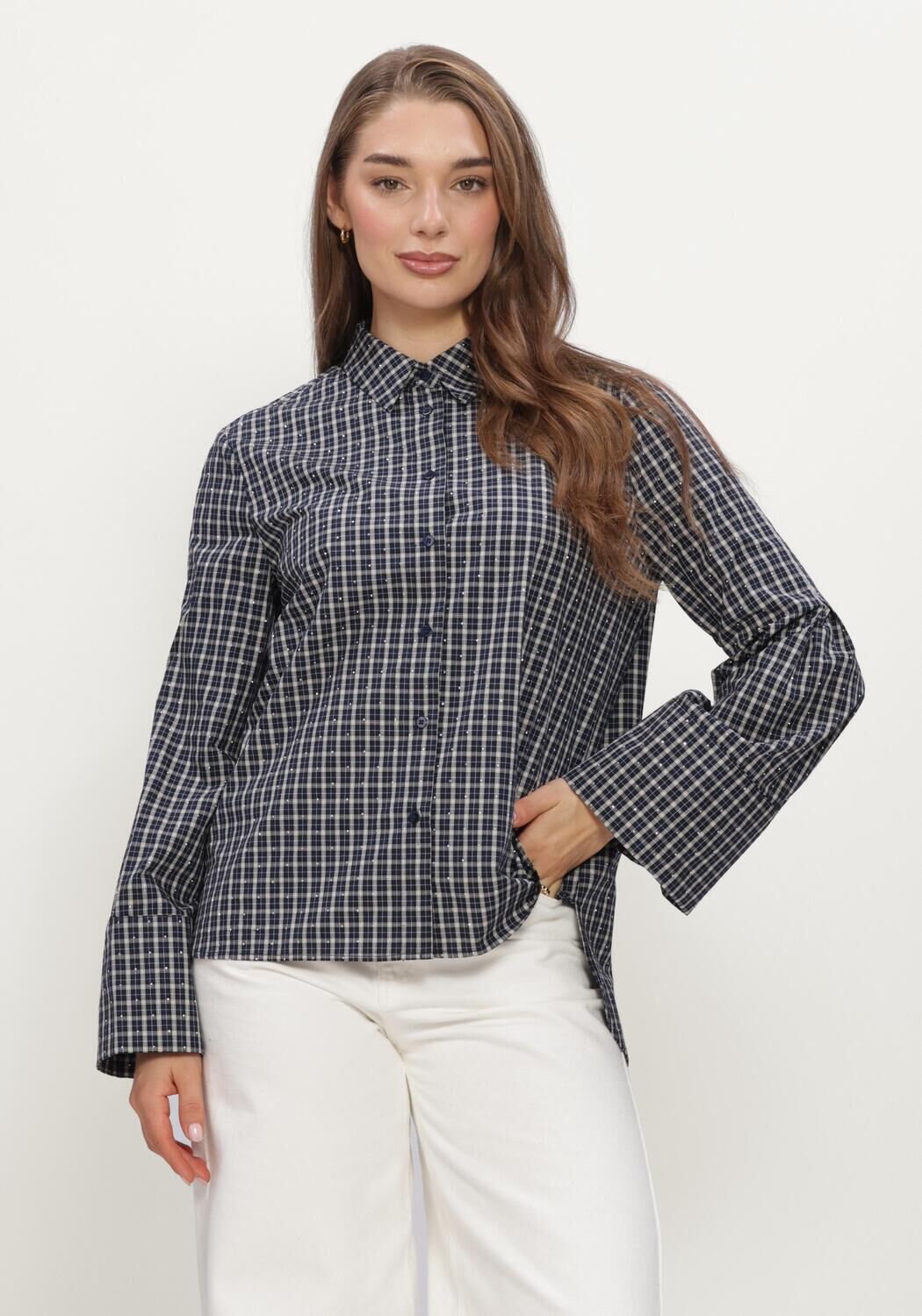 Donkerblauwe NEO NOIR Blouses DREW CHECK BEDAZ SHIRT - large