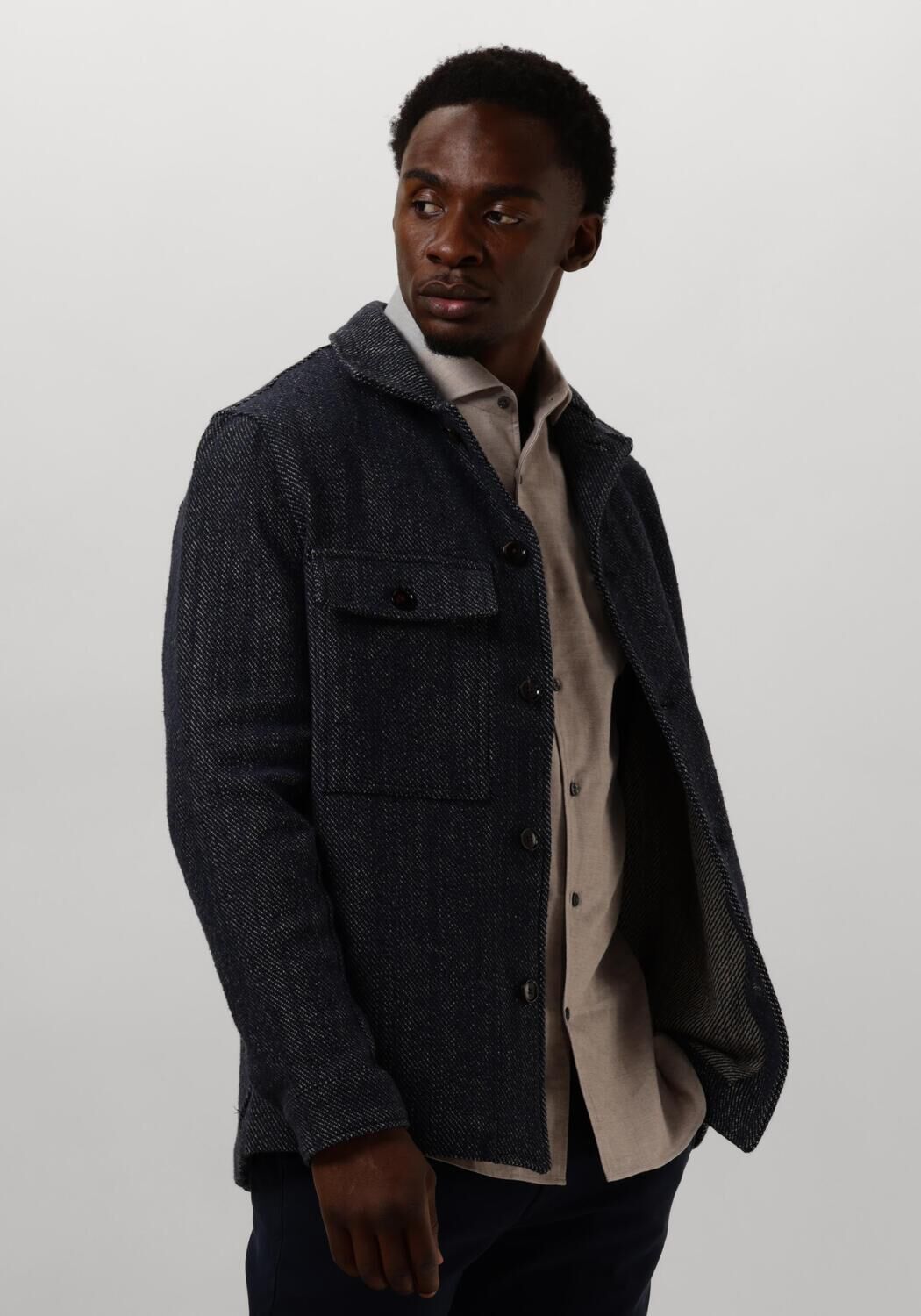 PROFUOMO Heren Overshirts Overshirt Twill N Donkerblauw