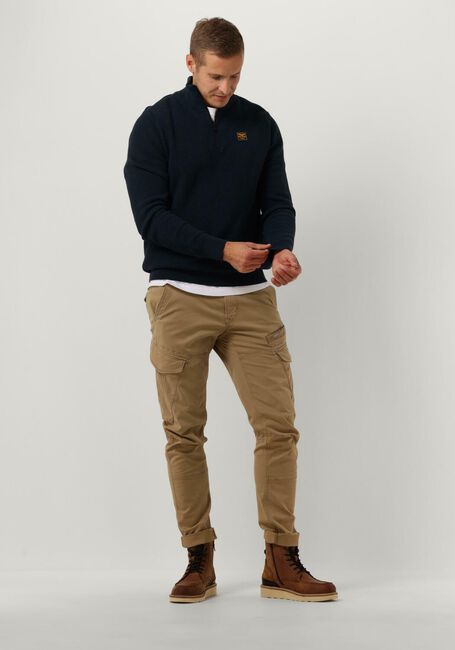 Donkerblauwe PME LEGEND Trui HALF ZIP COLLAR COTTON PLATED - large