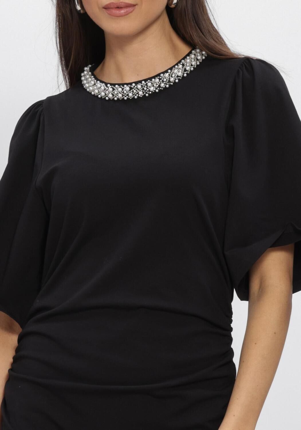 Zwarte BRUUNS BAZAAR Midi jurk ALNUSBBNATHALA TRIM DRESS - large