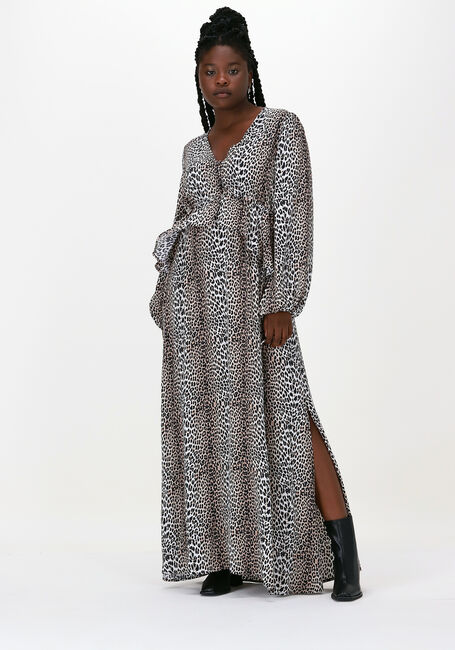 Beige NOTES DU NORD Maxi jurk ALICIA LEOPARD DRESS - large