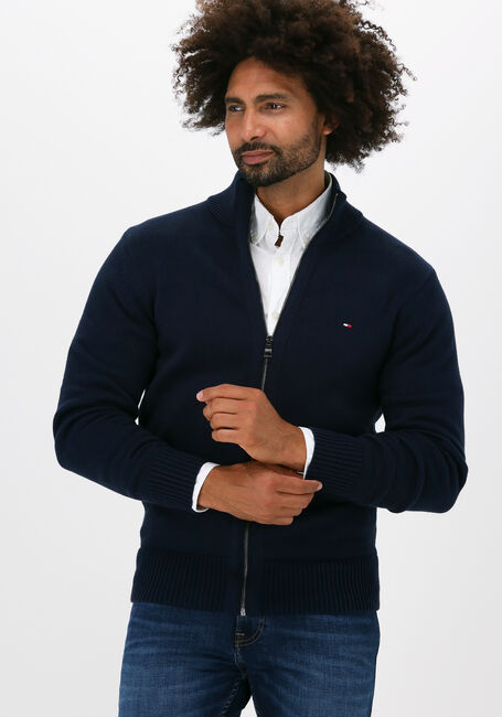 Donkerblauwe TOMMY HILFIGER Vest CHUNKY COTTON ZIP THROUGH - large