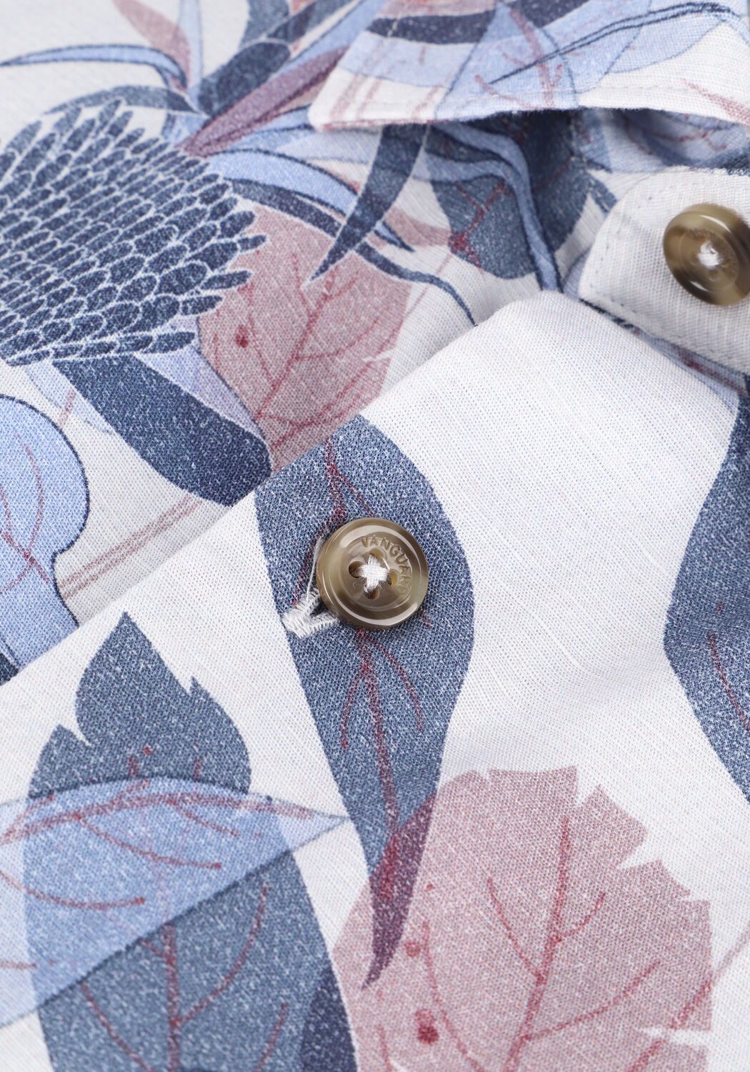 Gebroken wit VANGUARD Casual overhemd SHORT SLEEVE SHIRT LYOCELL COTTON LINEN FLATWEAVE - large