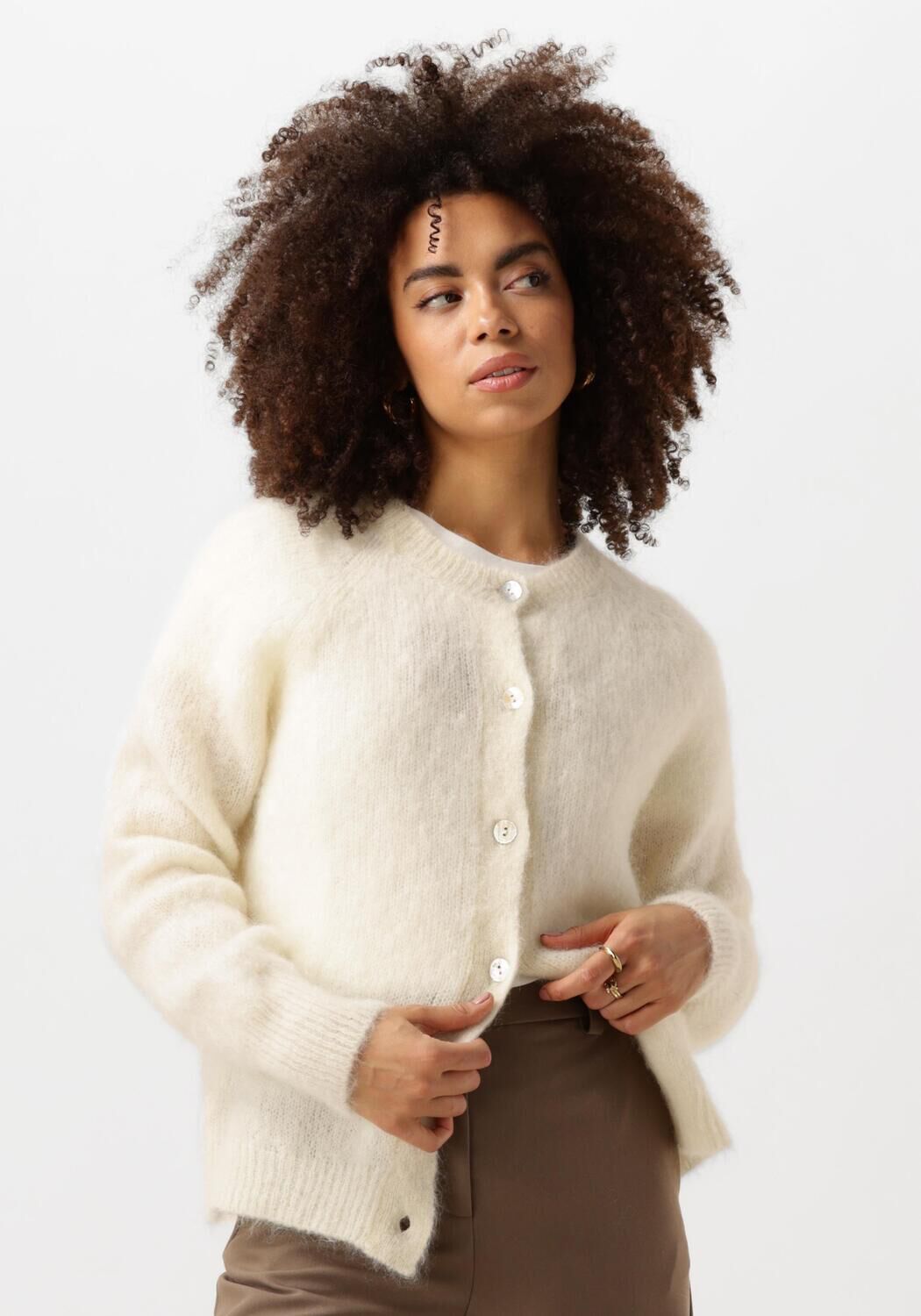 Nukus Witte Cardigan Loren Stijlvolle Garderobe Toevoeging Beige Dames