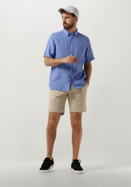 Blauwe TOMMY HILFIGER Casual overhemd PIGMENT DYED LINEN RF SHIRT S/S - large