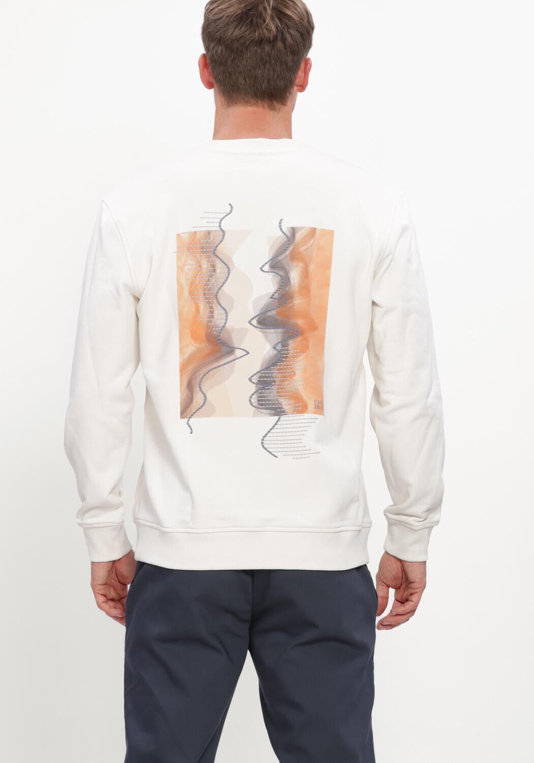 Gebroken wit CAST IRON Sweater CREWNECK RELAXED FIT GRAPHIC - large