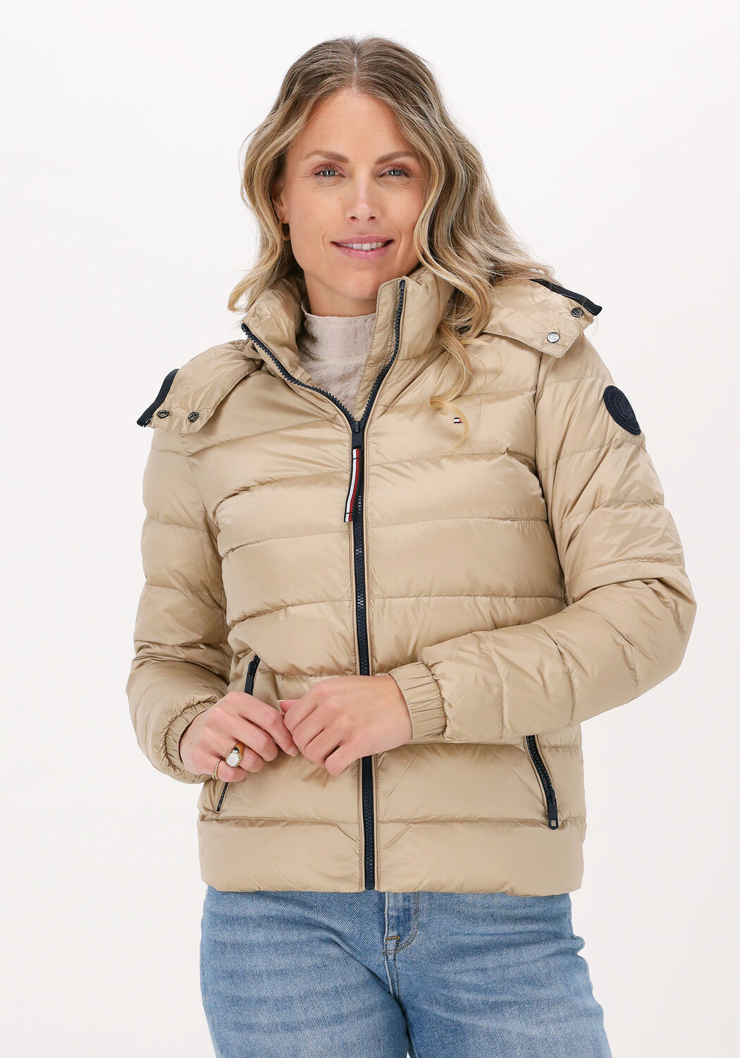 gouden tommy hilfiger gewatteerde jas two tone lw down jacket