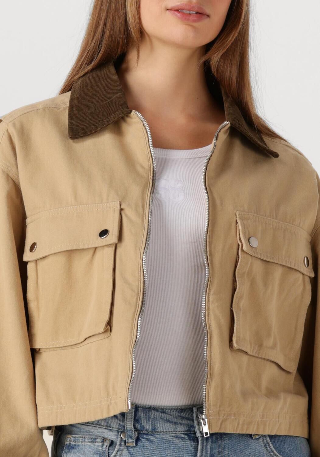 NEO NOIR Dames Jassen Rivera Canvas Boxy Jacket Camel