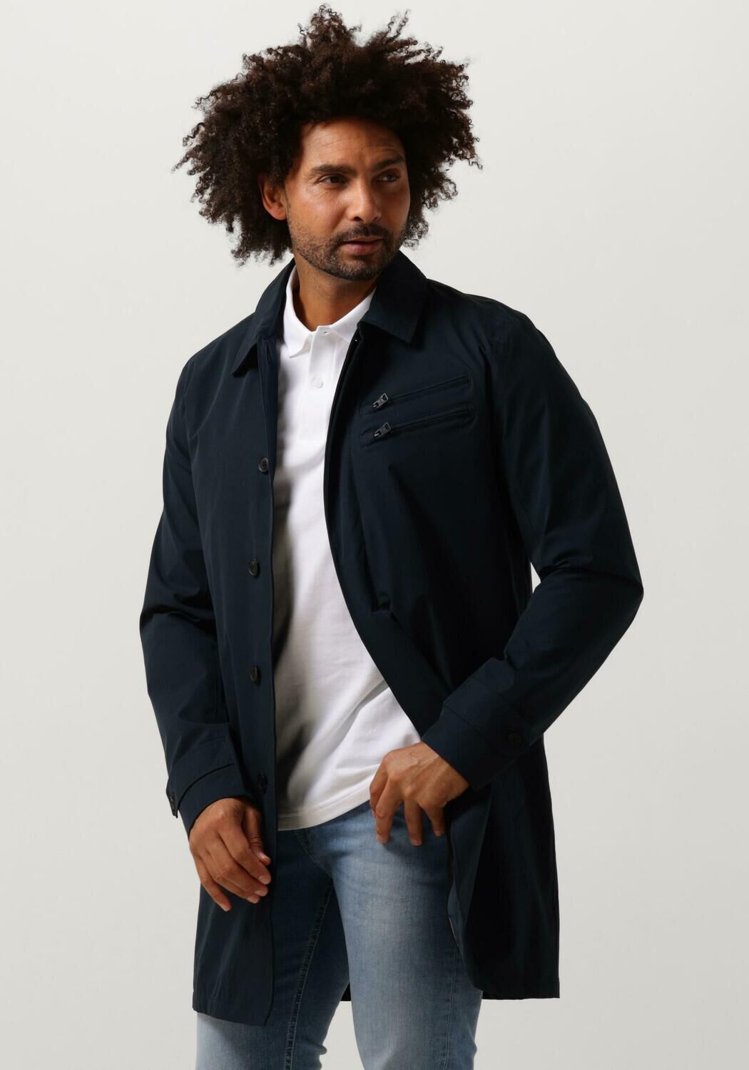 VANGUARD Heren Jassen Long Jacket Poly Soft Touch V-coat Blauw