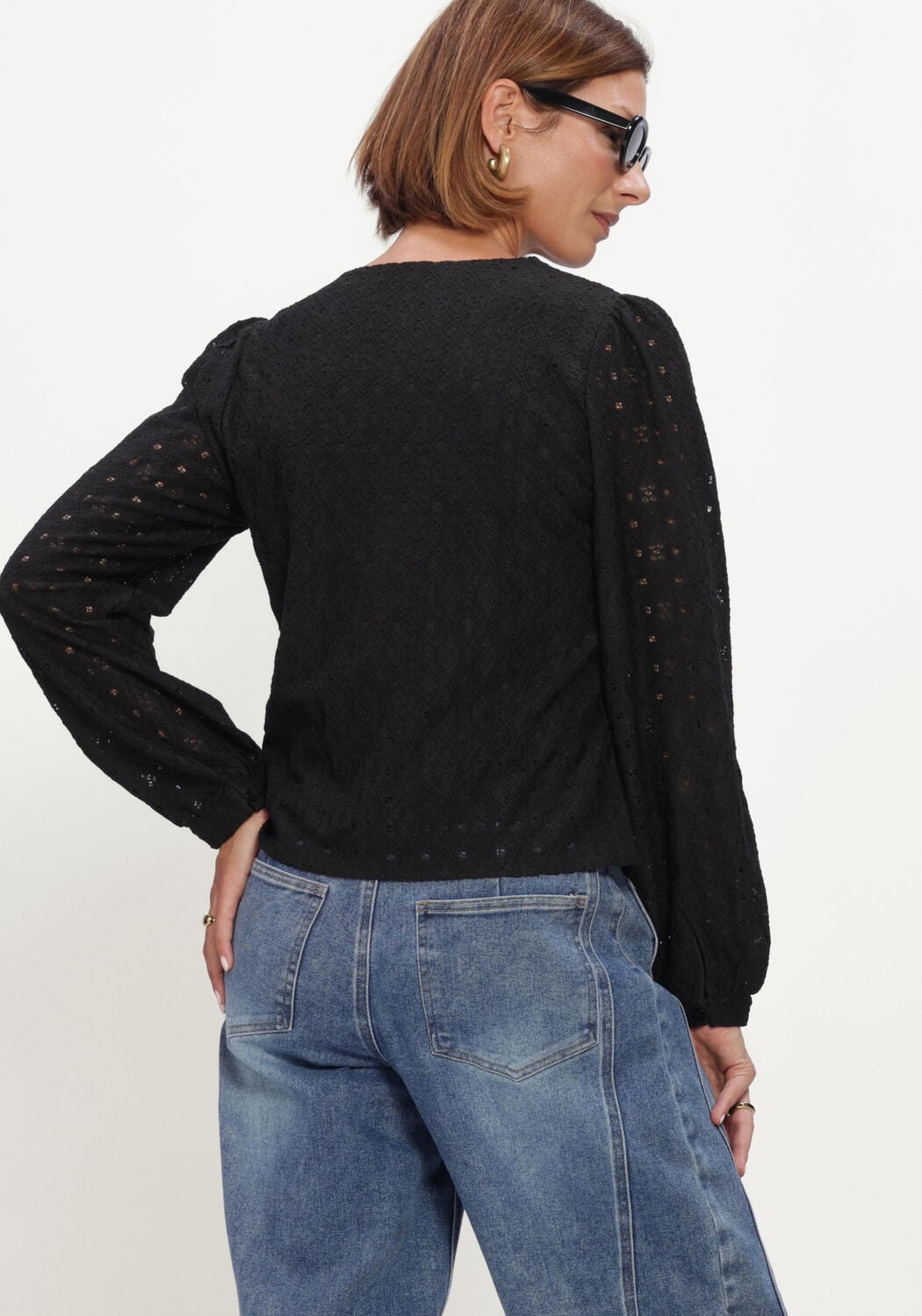 Zwarte OBJECT Top OBJLAILA L/S V-NECK TOP NOOS - large