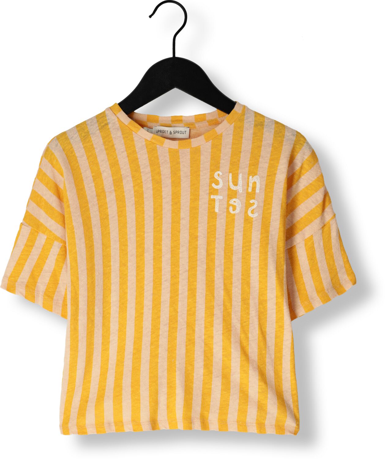 Sproet & Sprout Jongens Polo's & T-shirts T-shirt Linen Stripe Sunset Geel