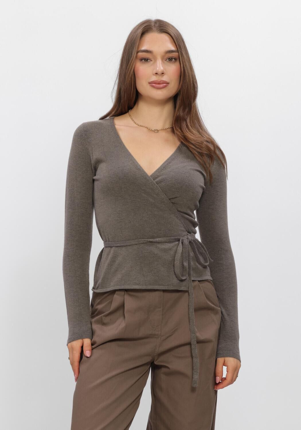 Taupe BOII STUDIOS Top MOSA WRAP KNIT - large
