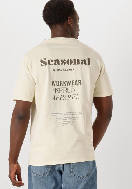 Ecru ANERKJENDT T-shirt AKKIKKI SEASONAL TEE - large