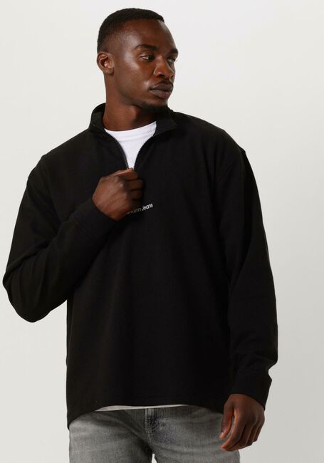 Zwarte CALVIN KLEIN Sweater INSTIT HALF ZIP OTTOMAN TEE - large