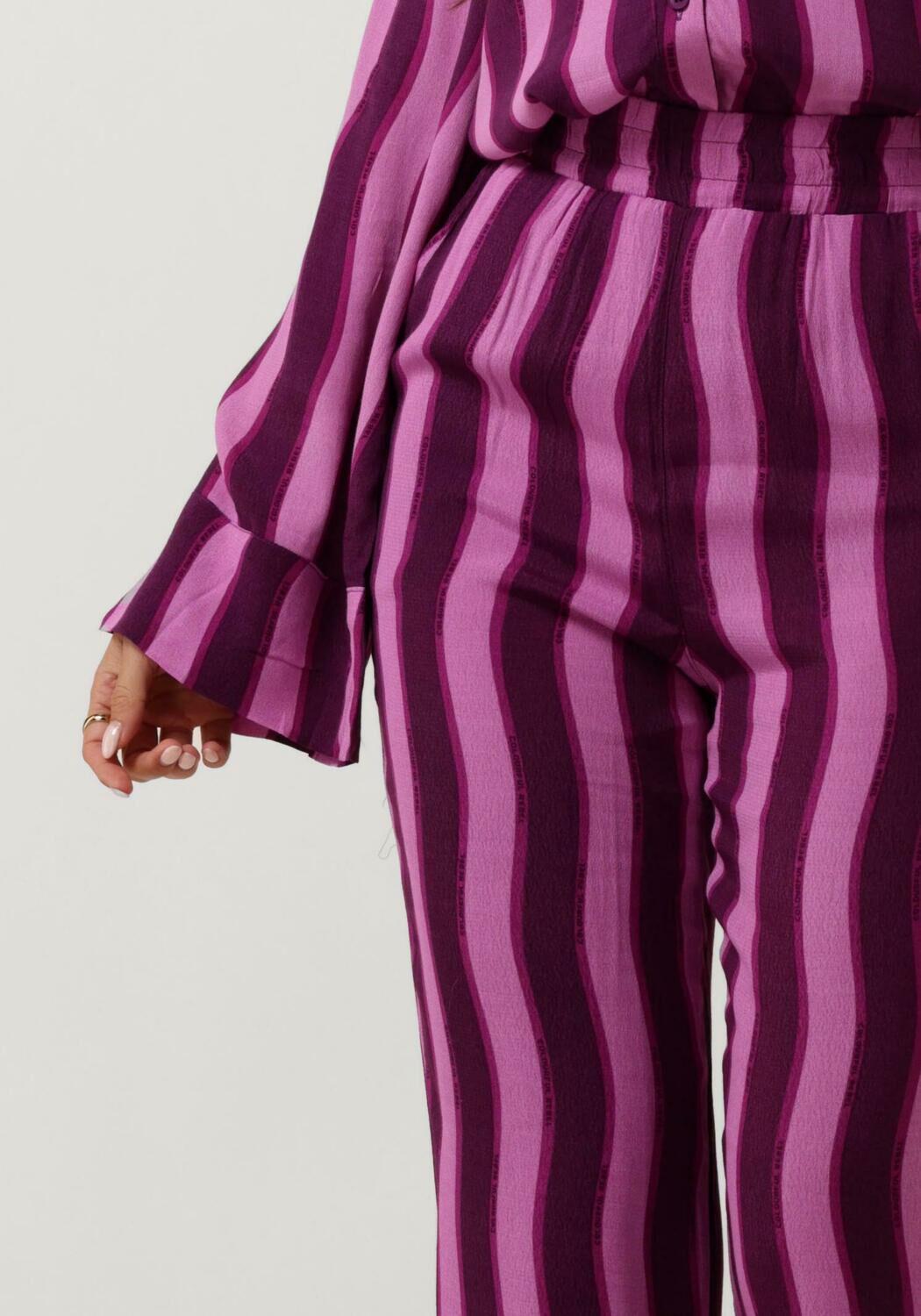 COLOURFUL REBEL Dames Broeken Melody Stripes Straight Pants Paars