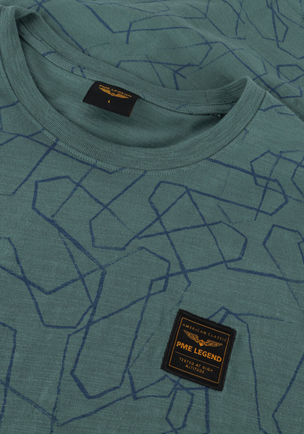 Groene PME LEGEND T-shirt SHORT SLEEVE R-NECK SLUB JERSEY AOP - large