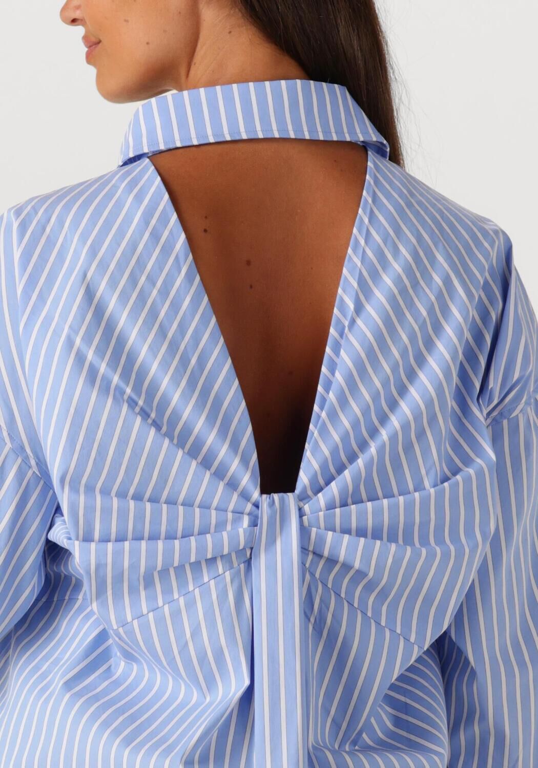 HAUTE L'AMITIÉ Dames Blouses Bow Candy Twist Stripe Shirt Lichtblauw