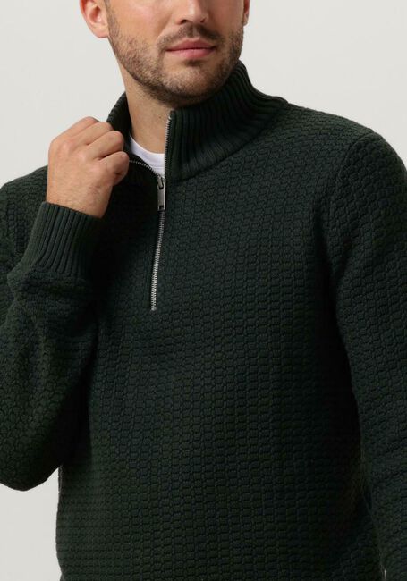 Donkergroene SELECTED MEN Trui SLHTHIM LS KNIT STRUCTURE HALF ZIP - large