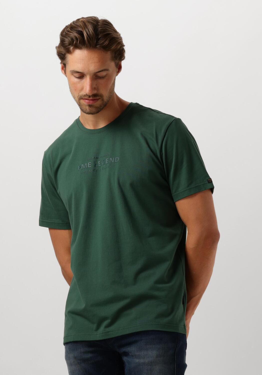 PME LEGEND Heren Polo's & T-shirts Short Sleeve R-neck Cotton Elastane Jersey Groen
