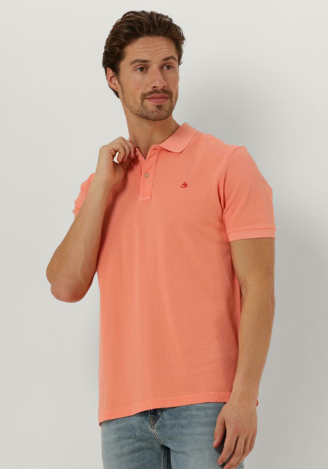 SCOTCH & SODA Heren Polo's & T-shirts Garment Dyed Organic Cotton Pique Polo Perzik